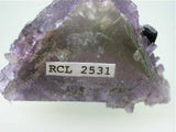 Calcite and Sphalerite on Fluorite, Rosiclare Level, Main Ore Body, Denton Mine, Ozark-Mahoning Company, Harris Creek District, Southern Illinois, Mined c. 1981-1982, Tolonen Collection, Miniature 3.5 x 3.5 x 4.5 cm, $650.  SOLD