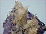 Calcite on Fluorite, Rosiclare Level Minerva #1 Mine, Ozark-Mahoning Mining Company, Cave-in-Rock District, S. Illinois, Mined April 1995, Kalaskie Collection #42-268, Miniature 5.0 x 5.5 x 6.0 cm, $250. Online 1/12.