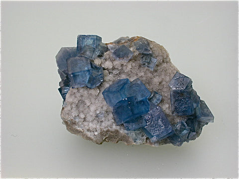 Fluorite on Quartz, Bingham District, Blanchard, New Mexico, Collected ca. 1988, Kalaskie Collection #42-128, Miniature 3.5 x 3.5 x 5.0 cm, $125. Online 1/12.