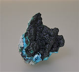 Malachite on Chrysocolla, Star of Congo Mine, Shaba Province, Democratic Republic of Congo, Mined ca. 2002, Kalaskie Collection #6, Small Cabinet 7.5 x 8.5 x 9.5 cm, $220.  Online 3/8