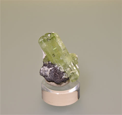 SOLD Diopside with Graphite and Calcite, Merelani, Umba Valley Arusha Tanzania, Collected ca. 2010, Kalaskie Collection #276, Miniature, 2.5 x 3.5 x 5.0 cm, $1200.  Online 3/7.