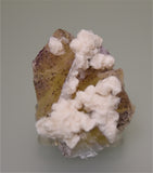 SOLD Fluorite with Calcite, Bethel Level Annabel Lee Mine, Ozark-Mahoning Company, Harris Creek District, Southern Illinois, Mined ca. late 1980s, Holzner Collection #554, Miniature 3.5 x 5.5 x 7.5 cm, $35.  Online 4/30.