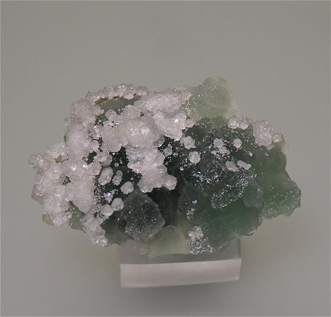 Fluorite with Calcite, Parral, Chihuahua, Mexico, Holzner Collection #800, Miniature 1.0 x 3.5 x 5.5 cm, $85.  Online 4/30.