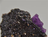 SOLD Sphalerite with Fluorite and Barite, Rosiclare Level North-End Denton Mine, Ozark-Mahoning Company, Harris Creek District, Southern Illinois, Mined ca. 1985, Holzner Collection #750, Miniature 2.5 x 5.5 x 6.5  cm, $280.  Online 4/30.