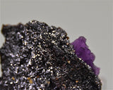 SOLD Sphalerite with Fluorite and Barite, Rosiclare Level North-End Denton Mine, Ozark-Mahoning Company, Harris Creek District, Southern Illinois, Mined ca. 1985, Holzner Collection #750, Miniature 2.5 x 5.5 x 6.5  cm, $280.  Online 4/30.