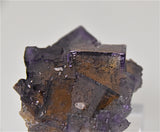 SOLD Fluorite with Calcite, Rosiclare Level attr. Denton Mine, Ozark-Mahoning Company, Harris Creek District, Southern Illinois, Mined ca. mid-1980s, Holzner Collection, Miniature 3.0 x 4.5 x 5.5  cm, $125.  Online 4/30.