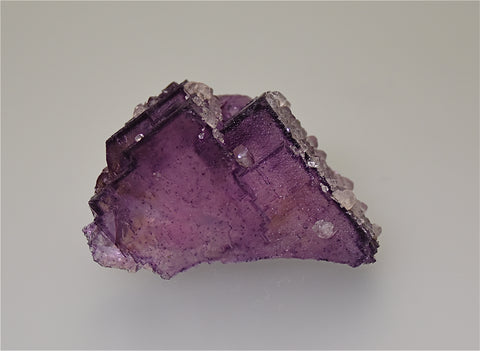 Fluorite with Calcite, Denton Mine, Ozark-Mahoning Company, Harris Creek District, Southern Illinois, Mined ca. mid-1980s, Holzner Collection #782, Small Cabinet 4.5 x 6.5 x 7.0  cm, $200.