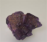 SOLD Fluorite with Chalcopyrite, Rosiclare Level Denton Mine, Ozark-Mahoning Company, Harris Creek District, Southern Illinois, Mined ca. mid-1980s, Holzner Collection #377, Small Cabinet 4.0 x 7.0 x 9.5  cm, $250. Online 5/1