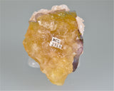 Calcite on Fluorite, Bethel Level attr. M.F. Oxford #7 Mine, attr. East Green/North Green Tracts, Ozark-Mahoning Company, Cave-in-Rock District, Southern Illinois, Mined c. 1960's, Fowler Collection, Miniature  3.0 x 4.2 x 5.0 cm, $250. Online 8/10.