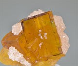 Calcite on Fluorite, Bethel Level attr. M.F. Oxford #7 Mine, attr. East Green/North Green Tracts, Ozark-Mahoning Company, Cave-in-Rock District, Southern Illinois, Mined c. 1960's, Fowler Collection, Miniature  3.0 x 4.2 x 5.0 cm, $250. Online 8/10.