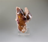 SOLD Calcite on Fluorite, Rosiclare Level, Crystal Mine, Cave-in-Rock District, Southern Illinois, Mined c. 1970's, Holzner Collection #628, Small Cabinet 5.0 x 6.5 x 7.2 cm, $200. Online 8/10.