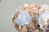 SOLD Barite and Calcite on Fluorite, attr. Rosiclare Level, attr. Crystal/Victory Complex, Minerva Oil Company, Cave-in-Rock District, S. Illinois, Mined c. 1960s, Dr. H. Perry & Anne Bynum Collection, Small Cabinet, 6.0 x 7.0 x 8.0 cm, $250. Online 6/6.