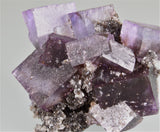 SOLD Fluorite with Quartz, attr. Sub-Rosiclare Level, Hill-Ledford Mine, Ozark-Mahoning Company, Cave-in-Rock District, Southern Illinois, Mined c. early 1960s, Dr. H. Perry & Anne Bynum Collection, Miniature, 3.5 x 7.0 x 7.5 cm, $450.  Online 6/6.