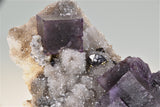 Fluorite on Quartz with Sphalerite and Galena, Hill-Ledford Mine attr. Sub-Rosiclare Level, Ozark-Mahoning Company, Cave-in-Rock District, Southern Illinois, Mined c. 1958-early 1960's, Fowler Collection, Miniature 3.6 x 6.5 x 9.5 cm, $450. Online 6/27