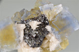 SOLD Calcite on Fluorite and Sphalerite, Bethel Level attr. M.F. Oxford #7 Mine, Ozark-Mahoning Company, Cave-in-Rock District, Southern Illinois, Mined c. 1960's, Ross C. Lillie Collection #RCL2709, Miniature  3.5 x 6.0 x 10.0 cm, $350. Online 8/10.