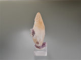 Calcite on Fluorite, attr. Sub-Rosiclare Level attr. Deardorff Mine, Ozark-Mahoning Company, Cave-in-Rock District, Southern Illinois, Mined c. 1960's, Wayne Fowler Collection, Miniature 3.0 x 3.0 x 7.0 cm, $200.  Online 8/15.