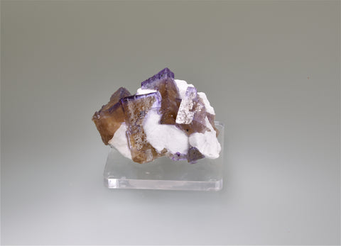 Fluorite on Barite, Rosiclare Level Minerva #1 Mine, Ozark-Mahoning Company, Cave-in-Rock District, Southern Illinois, Mined 1992, Kalaskie Collection #42-197, Miniature 3.0 x 3.5 x 5.5 cm, $125.  Online 10/6.