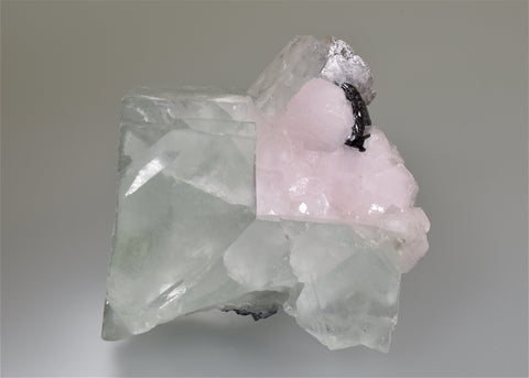Fluorite and Calcite with Sphalerite, Sovietskiy Mine, Dal'negorsk, Primorskiy Kray, Russia, Mined c. 1995, Small Cabinet 5.7 x 7.5 x 8.5 cm, $250. Online 11/1