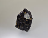 Fluorite on Wolframite, Kara-Oba, Kazakhstan, Mined c. 1990, Kalaskie Collection #42-200, Miniature 2.7 x 5.0 x 7.8 cm, $200.  Online 11/1.