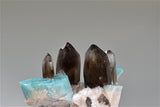 Smokey Quartz on Amazonite, Dreamtime Mine, Colorado, Repair 1X, Kalaskie Collection #823, Miniature 3.5 x 5.0 x 5.5 cm, $1200.  Online 11/7.