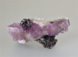 Fluorite and Sphalerite on Dolomite, Elmwood Complex near Carthage, Smith County, Tennessee, Mined 1985, Ralph Campbell Collection, Small Cabinet 5.0 x 5.0 x 11.0 cm, $350. Online 11/1.