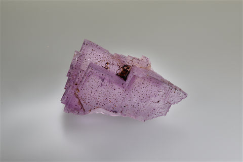 ON APPROVAL Fluorite with Chalcopyrite, Sub-Rosiclare Level attr. Deardorff Mine, Ozark-Mahoning Company, Cave-in-Rock District, Southern Illinois, Mined c. early 1960s,  Wayne Fowler Collection, Medium Cabinet 7.0 x 8.0 x 12.0 cm, $125.  Online 10/5.