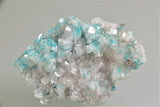 Dioptase and Calcite, Tsumeb Mine, Namibia, Mined circa late 1980's, Ron Roberts Collection #AF-13, Miniature, 2.0 x 4.0 x 6.0 cm, $45. Online Jan. 17.