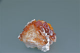 Vanadinite on Barite, Mibladen, Morocco, Collected c. 1981, Kalaskie Collection #196, Miniature 4.0 x 5.5 x 6.7 cm, $350.  Online 11/7.