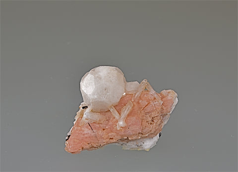 Analcime with Serandite, Mount St. Hilaire, Canada, Collected c. 1970s,  Kalaskie Collection #37, Miniature 2.0 x 2.5 x 4.0 cm, $200.  Online 11/7.