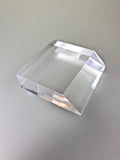 Angled Front Face Rectangle Acrylic Base 7/16 inch thick x 1 1/4 inch wide x 1 1/4 deep (bottom face) and 7/8 (top face), $5.00