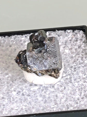 Galena and Sphalerite, Rosiclare Level, Denton Mine, Harris Creek District, Southern Illinois, Collected by Ross C. Lillie May 25, 1984, Thumbnail 1.0 x 1.0 x 1.0 cm. $20.  Online Oct. 30.