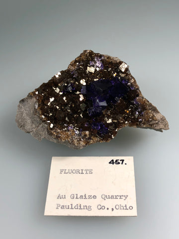 Fluorite, Auglaize Quarry, Junction, Paulding County, Ohio, ex. Louis Lafayette Collection #457, Small Cabinet, 4.0 x 7.0 x 10.0cm, $250. Online July 20.