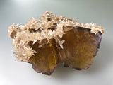 Calcite on Fluorite, Rosiclare Level attr., West Green Mine attr., Ozark-Mahoning Company attr., Cave-in-Rock District, Southern Illinois, Mined c. 1970's ex. Louis Lafayette Collection, Small Cabinet 4.5 x 7.0 x 10.5 cm, $200.  Online 10/9.