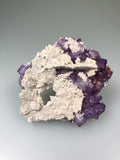 Fluorite with Calcite,  Bethel Level attr., Minerva #1 Mine attr., Minerva Oil Company attr., Cave-in-Rock District, Southern Illinois, Mined c. 1960's, Ron Roberts Collection CF-106, Miniature 1.0 x 5.5 x 5.5 cm, $35.  Online September 14.