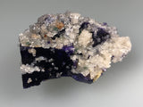 Fluorite with Calcite and Malachite, Rosiclare Level, Victory Mine, Spar Mountain District, Southern Illinois, Ron Roberts Collection UD-08, Miniature 2.5 x 4.0 x 5.0 cm, $85.  Online September 14.