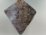 Fluorite Octahedron with Chalcopyrite, Denton Mine, Ozark-Mahoning Company, Harris Creek District, Southern Illinois, Ron Roberts Collection, Miniature approx. 3+ cm on edge, 4+ cm point to point, $125.  Online September 15.