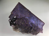 Chalcopyrite and Sphalerite on Fluorite, Rosiclare Level, Denton Mine, Ozark-Mahoning Company, Harris Creek District, Southern Illinois, Mined c. 1987, Ron Roberts Collection BP-15, Large Cabinet 9.0 x 10.0 x 17.0cm, $500. Online 5/11.