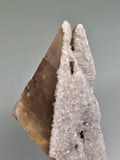 Barite on Calcite, Annabel Lee Mine, Ozark-Mahoning Company, Harris Creek District,  Southern Illinois, Mined c. late 1980’s, ex. R. E. Pickens, Ron Roberts Collection CB-15, Miniature 4.5 x 5.0 x 6.5 cm, $45. Online 5/11.