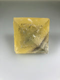Fluorite Octahedron with Chalcopyrite Inclusions, Ozark-Mahoning Company, Harris Creek District, Southern Illinois, Ron Roberts Collection, Small Cabinet 6.5 cm on edge, $140. Online 5/11.