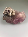 Calcite on Fluorite and Galena, Gaskins Mine, Minerva Oil Company, Empire District, Southern Illinois, Mined c. early 1970’s, Ron Roberts Collection UD-37, Small Cabinet 5.5 x 6.0 x 18.5 cm, $90. Online 5/11.