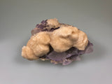 Calcite on Fluorite, Knight Mine, Ozark-Mahoning Company, Rosiclare District, Southern Illinois, Mined c. 1970’s, ex. Shorty Millikan, Ron Roberts Collection BPCF-3, Medium Cabinet 6.5 x 7.0 x 12.0 cm, $50. Online 5/11.