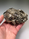 Pyrite, Huanzala Mine, Huallanca, Huallanca District, Bolognesi Province, Áncash, Peru, Dr. David London Collection L-154 Mined 1994, Medium Cabinet 4.5 x 7.0 x 7.5 cm, $350.  Online Sept.  30.
