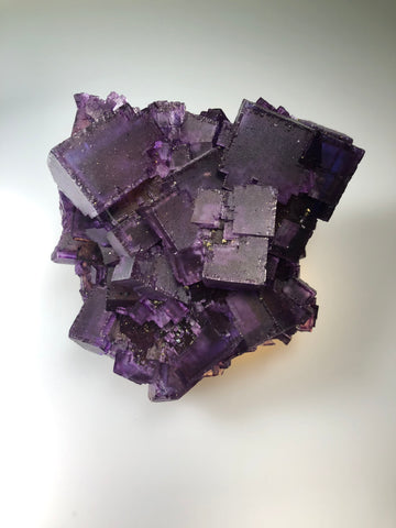 Fluorite, Rosiclare Level, Denton Mine, Ozark-Mahoning Company, Harris Creek District, Southern Illinois, Dr. David London Collection L-336, Mined c. mid 1980’s;  Large Cabinet 10 x 12 x 12 cm, $2500.  Online 10/12