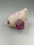 Fluorite on Calcite with Chalcopyrite, Pierce Vein, Gaskins Mine, Minerva Oil Company, Empire District, Southern Illinois, Mined c. early 1970’s, ex. Roy Smith Collection, Miniature, 2.8 x 3.2 x 4.9 cm, $200. Online Dec. 12.