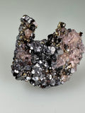Fluorite on Galena with Chalcopyrite, Sub-Rosiclare Level attr., Bahama Pod, Denton Mine, Ozark-Mahoning Company, Harris Creek District, Southern Illinois, Mined c. 1992, ex. Roy Smith Collection M1737, Miniature, 1.7 x 5.0 x 6.0 cm, $150. Online Dec. 12.