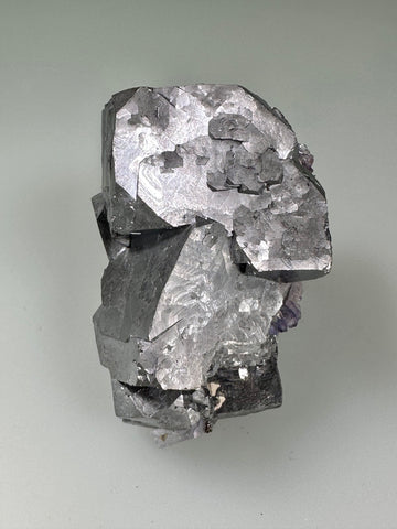 Galena with Fluorite and Sphalerite, Sub-Rosiclare Level, Annabel Lee Mine, Ozark-Mahoning Company, Harris Creek District, Southern Illinois, Mined c. late 1980's ex. Roy Smith Collection, Miniature, 3.0 x 3.7 x 6.0 cm, $200. Online Dec. 12.