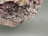 Alstonite on Calcite and Fluorite, Bethel Level, Minerva No. 1 Mine, Ozark-Mahoning Company, Cave-in-Rock District, Southern Illinois, MIned c. 1994-1995, ex. Roy Smith Collection M1311, Small Cabinet, 4.5 x 5.0 x 9.0 cm, $650. Online Dec. 12.