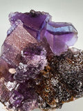 Fluorite on Sphalerite with Calcite, Rosiclare Level, Minerva No. 1 Mine, Ozark-Mahoning Company, Cave-in-Rock District, Southern Illinois, MIned c. 1992-1993, ex. Roy Smith Collection, Small Cabinet, 4.5 x 7.0 x 8.0 cm, $450. Online Dec. 12.