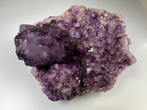 Fluorite, Rosiclare Level attr., Cave-in-Rock District, Southern Illinois, ex. Roy Smith Collection, Large Cabinet 6.0 x 12.0 x 15.5 cm, $150. Online Dec. 14
