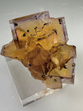 Fluorite with Chalcopyrite, Rosiclare Level, Minerva No. 1 Mine, Ozark-Mahoning Co., Cave-in-Rock District, Southern Illinois, Mined c. 1992-1993, ex. Sam and Ann Koster Collection #00168, Miniature 4.5 x 5.0 x 6.5 cm, $350.  Online Dec. 19